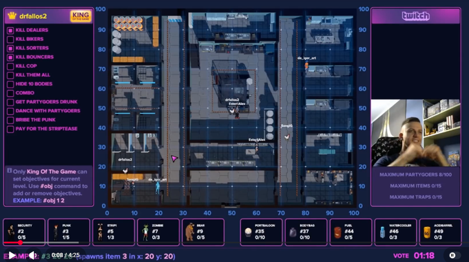 Party Hard Twitch voting interface.