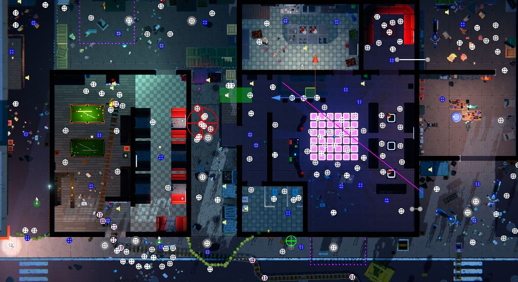 Party Hard level viewed through its behaviour-node layout.